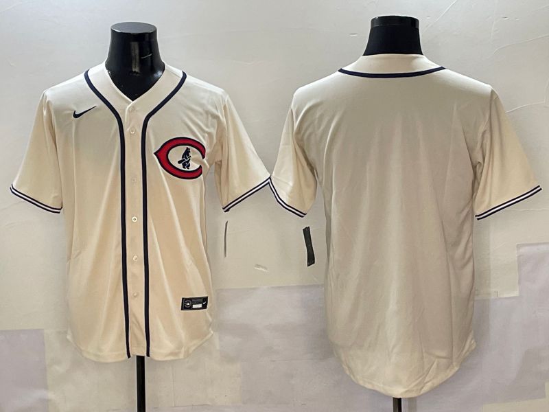 Men Chicago Cubs Blank Cream Throwback 2025 Nike MLB Jersey style 1